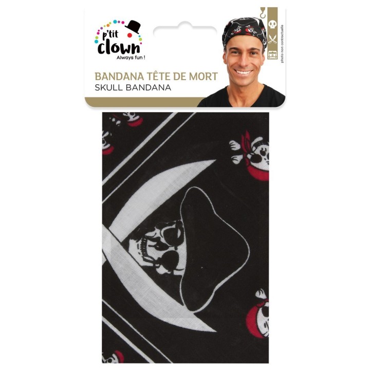 Bandana tissu noir - Accessoire déguisement