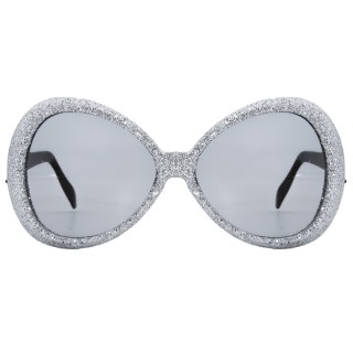 Lunettes mouches argent paillette - Accessoire déguisement