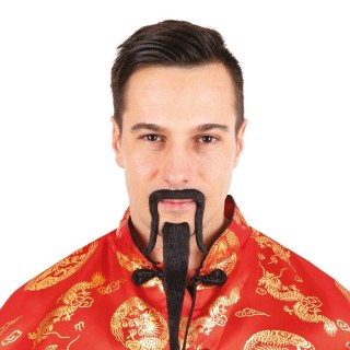 Moustache et barbe mandarin noir - Accessoires