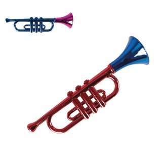 Trompette décorative métallisée 33 cm - Accessoires
