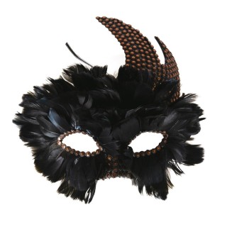 Lou à plumes noires - Masque fête