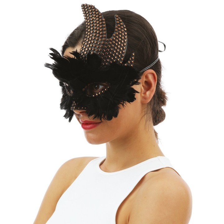 Lou à plumes noires - Masque fête