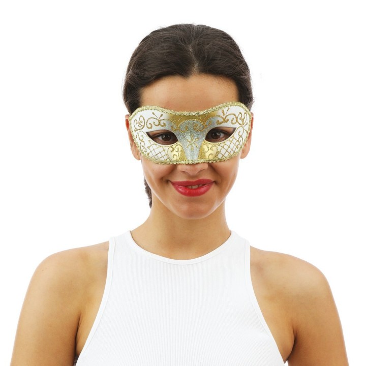 Lou vénitien blanc et or - Masque fête