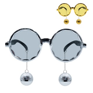 Lunettes disco boule à facettes argent - Accessoire fête