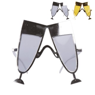 Lunettes flûte de champagne or/argent - Accessoire fête