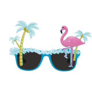Lunettes tropical palmier et flamant rose - Accessoire fête