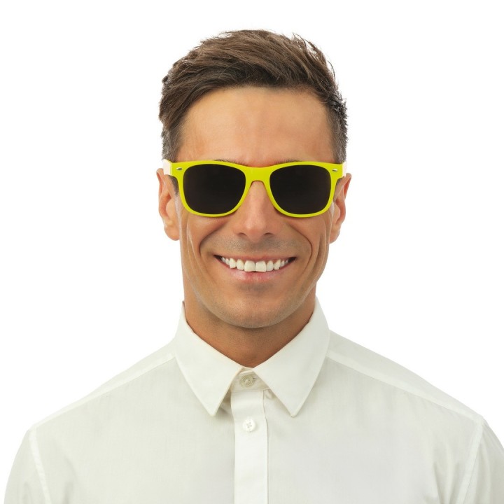 Lunettes plastique style Rayban jaune - Accessoire fête