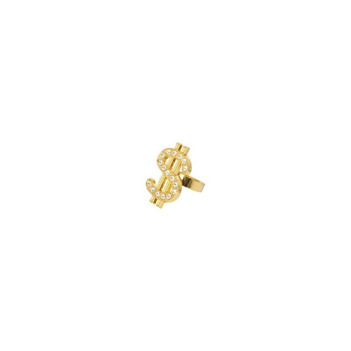 Bague dollar dorée pailletée - Accessoire fête