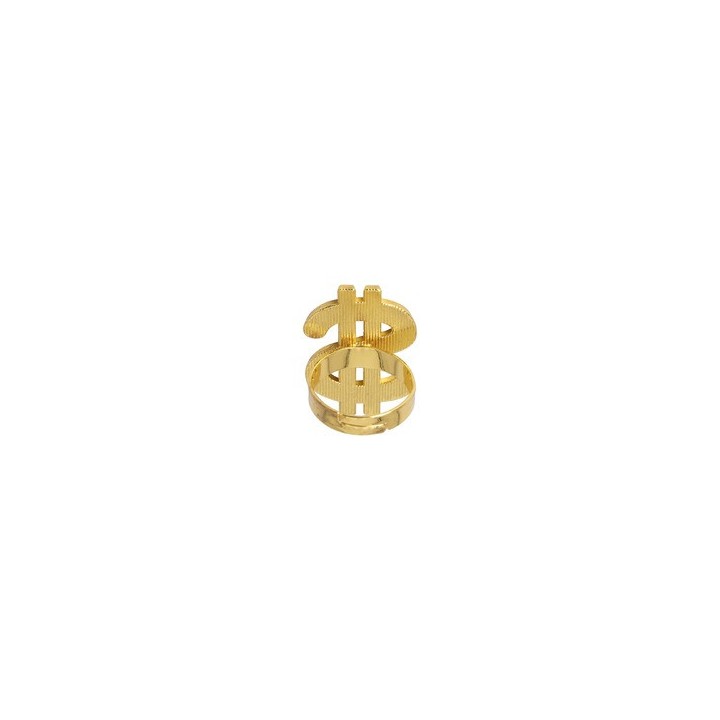 Bague dollar dorée pailletée - Accessoire fête