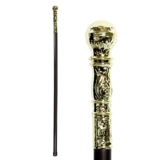 Canne noire pommeau or - Accessoire déguisement