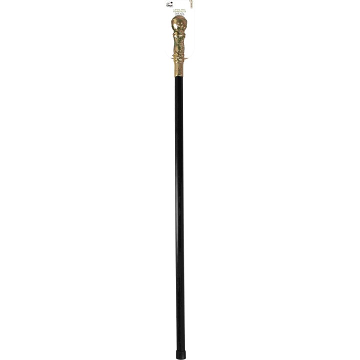 Canne noire pommeau or - Accessoire déguisement
