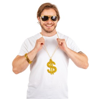 Set adulte gangster lunettes collier bracelet - Accessoire déguisement
