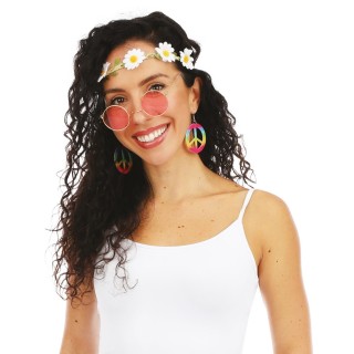 Set adulte hippie bandeau boucles lunettes - Accessoire déguisement