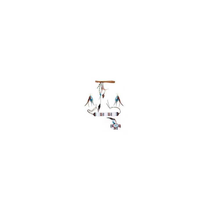 Set adulte indienne bandeau boucles bracelet collier - Accessoire déguisement