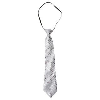Cravate sequins argent - Accessoire déguisement