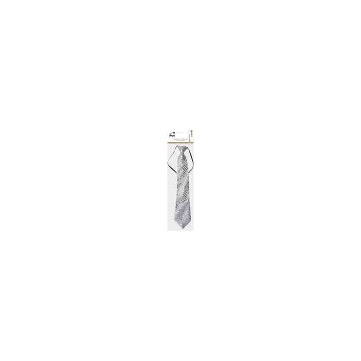 Cravate sequins argent - Accessoire déguisement