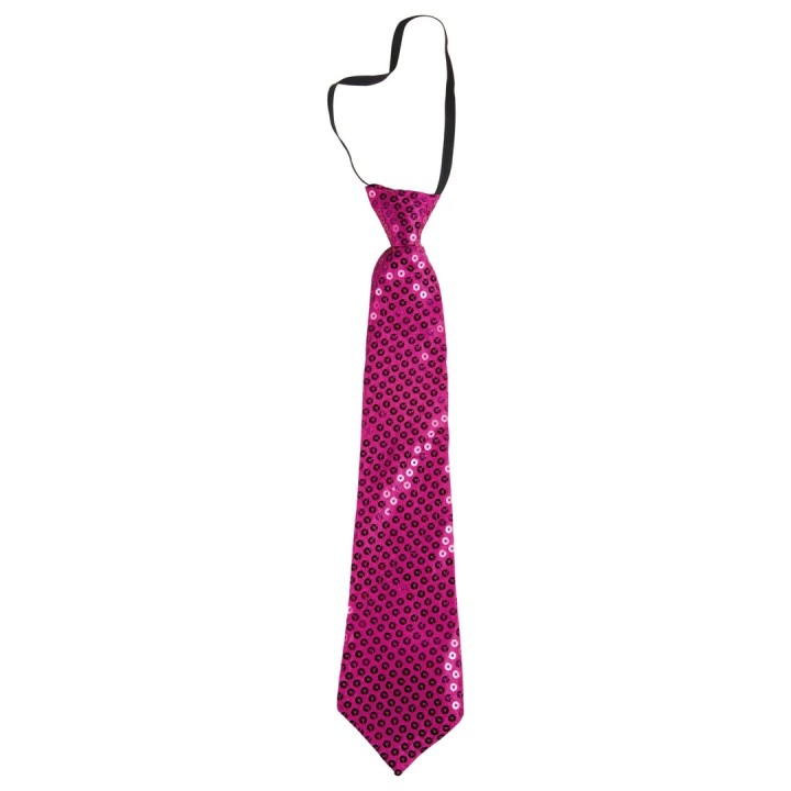 Cravate sequins rose - Accessoire déguisement