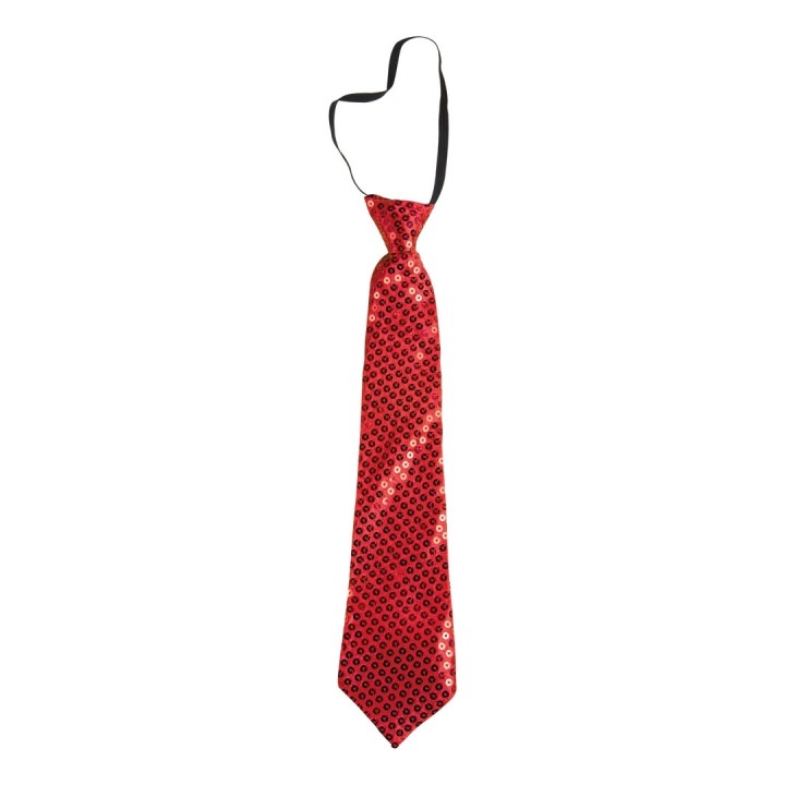 Cravate sequins rouge - Accessoire déguisement