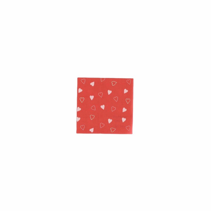 Serviettes cocktail Dame de Cœur x20 rouges avec cœurs - Décoration table