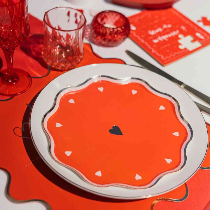 8 Assiettes Dame de coeur - Décoration table