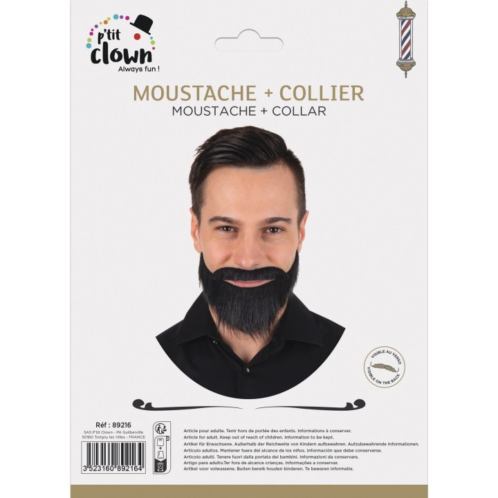 Set Moustache et Barbe Noire - Accessoire déguisement