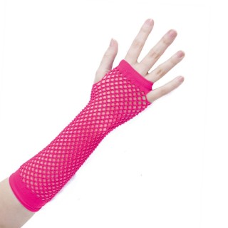 Mitaines Résille Rose Fluo - Accessoire déguisement