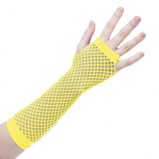 Mitaines Résille Jaune Fluo - Accessoire déguisement