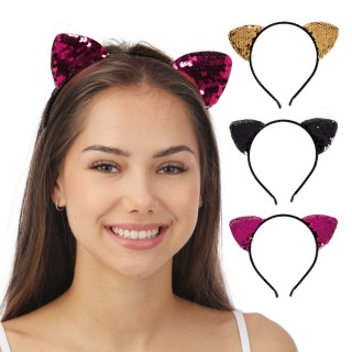 Serre-tête Oreilles de Chat Sequins - Accessoire déguisement