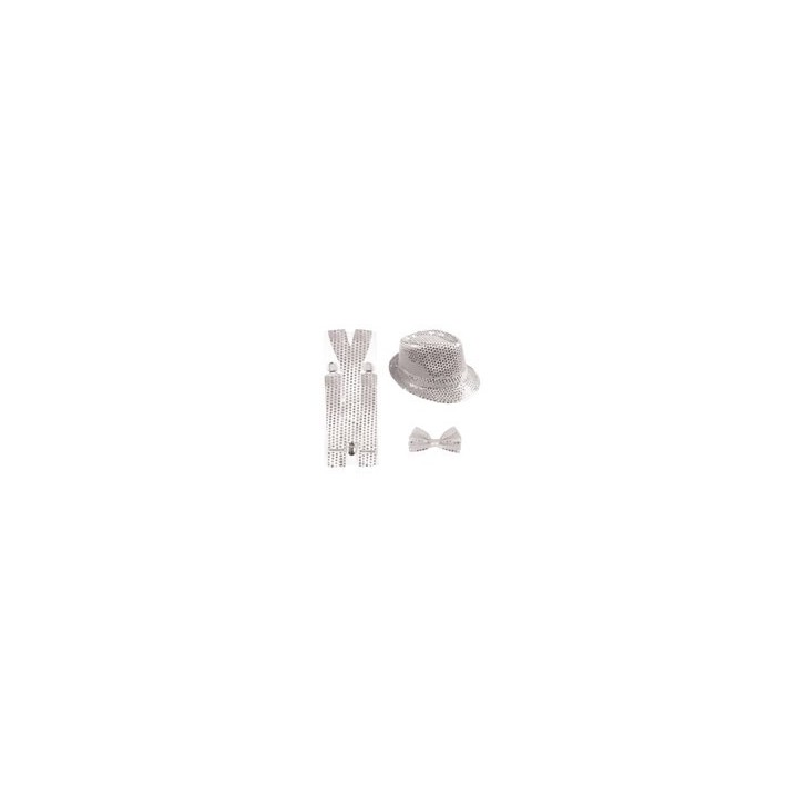 Set Disco Sequins argent Adulte - Accessoires déguisement