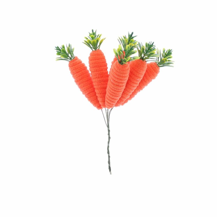 Bouquet 6 Carottes 10 cm - Décoration Pâques