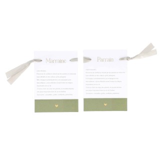 Cartes Parrain/Marraine Baptême Vert x2 - Accessoires Baptême