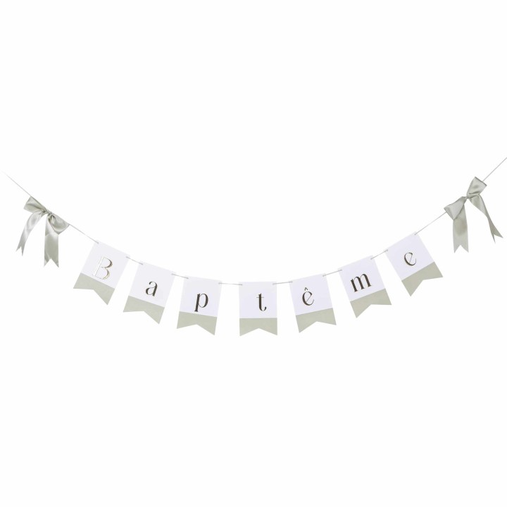 Guirlande Baptême Verte avec Nœuds 2,6 m - Décoration Baptême