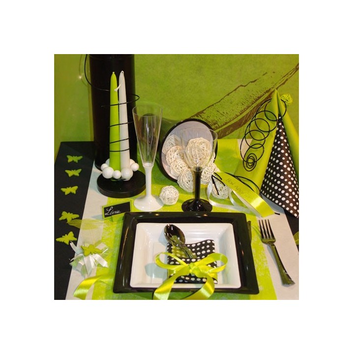 Chemin de table romance vert lime