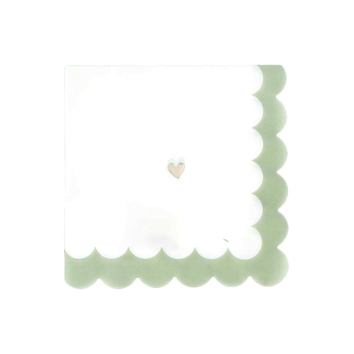 Serviettes Baptême Vert x16 - Décoration Table
