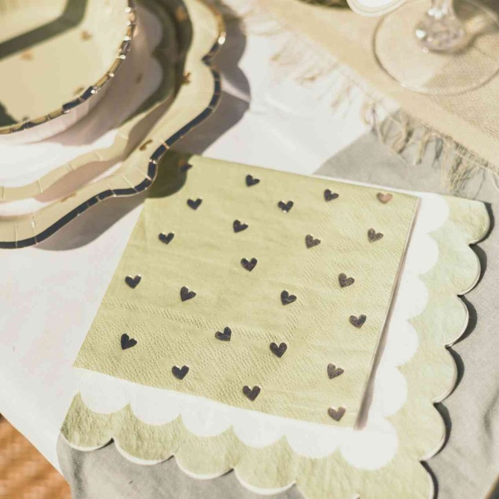 Serviettes Baptême Vert x16 - Décoration Table