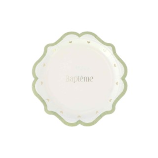 Assiettes PM Baptême Vert x8 - Décoration table