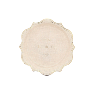 Assiettes PM Baptême Effet Lin x8 - Décoration table