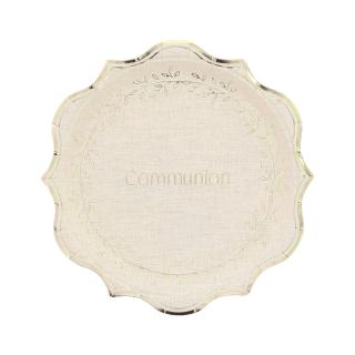 Assiettes GM Communion Effet Lin x8 - Décoration table