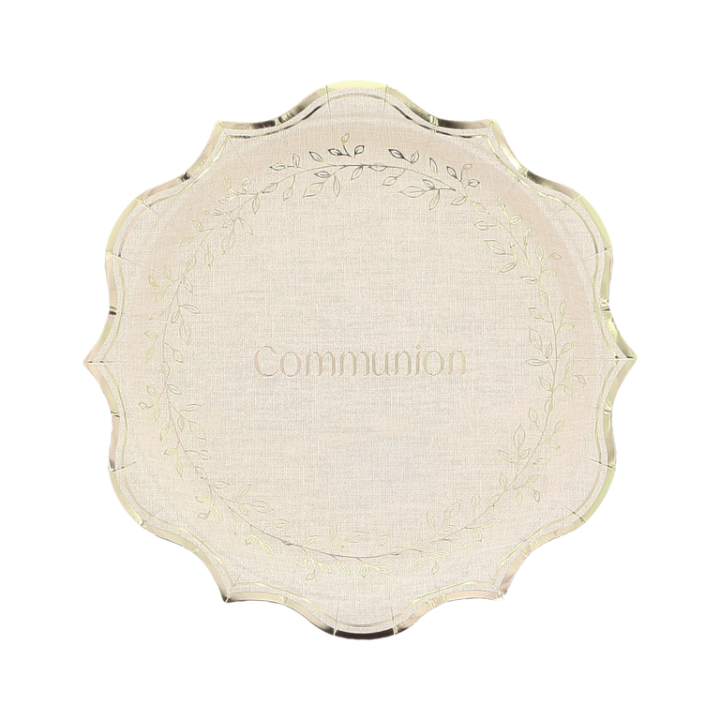 Assiettes GM Communion Effet Lin x8 - Décoration table