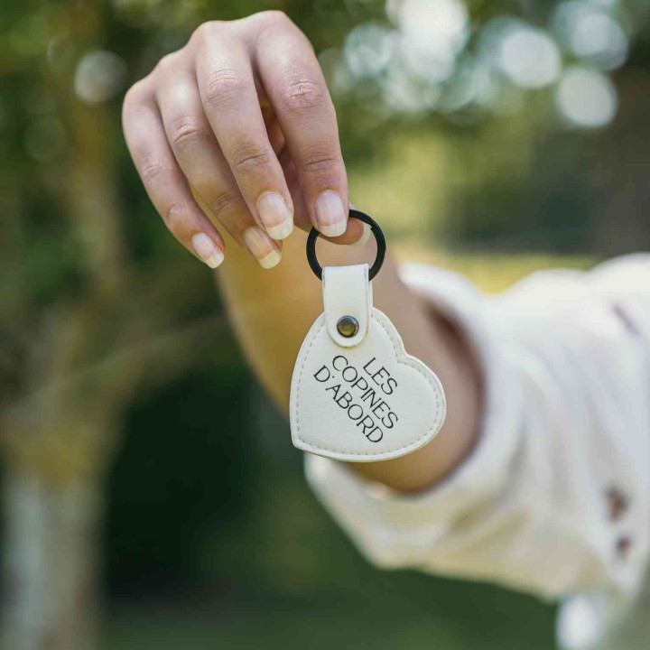 Porte-Clés Les Copines d’Abord Cœur Blanc - Accessoire Amitié