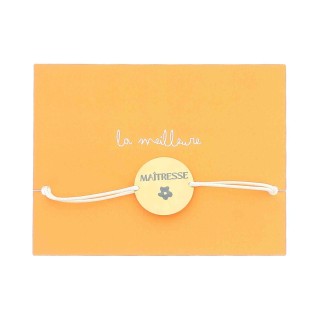 Bracelet Médaille Maîtresse Crème - Cadeau Enseignante