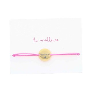 Bracelet Médaille Maman Framboise - Cadeau Fête des Mères