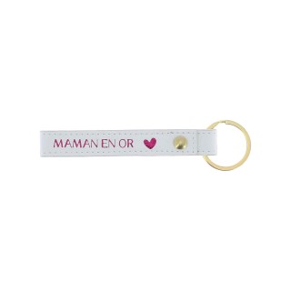 Porte-Clés Maman Or Framboise - Cadeau Fête des Mères