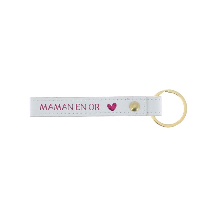 Porte-Clés Maman Or Framboise - Cadeau Fête des Mères