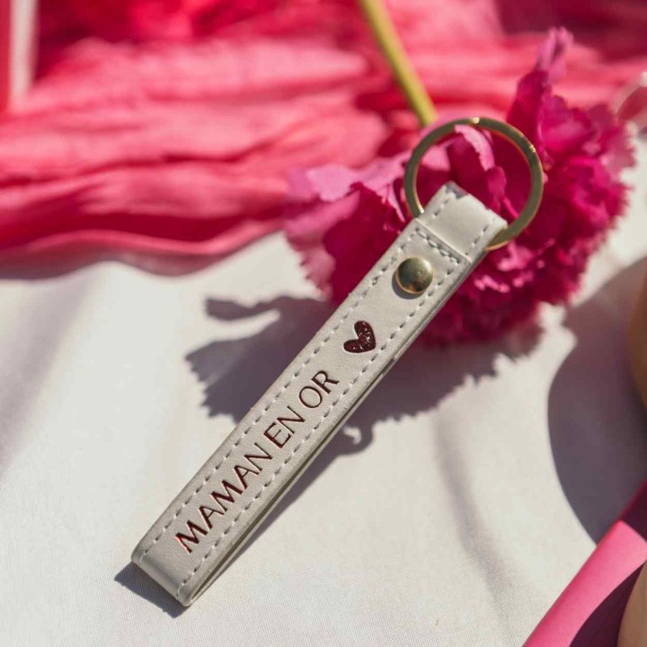 Porte-Clés Maman Or Framboise - Cadeau Fête des Mères