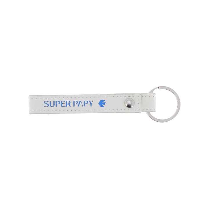 Porte-Clés Super Papy Blanc - Cadeau Grand-Père
