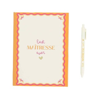 Coffret Carnet + Stylo Best Maîtresse Ever Orange - Cadeau Maîtresse