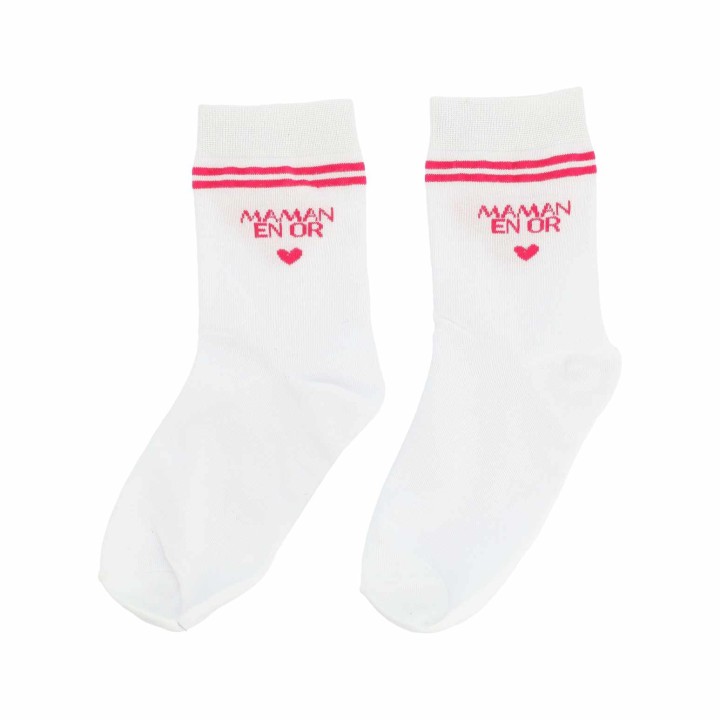 Chaussettes Maman Or Framboise - Cadeau Fête des Mères