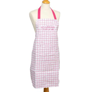 Tablier Brodé Les Gâteaux c’est la Vie Framboise - Cadeau Cuisine