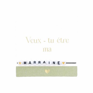 Bracelet Perles Veux-tu être ma Marraine ? Vert - Cadeau Baptême